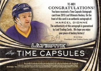 2015 Leaf Ultimate - Time Capsule Gold Spectrum #TC-MD1 Marcel Dionne Back