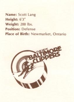 1979-80 Baltimore Clippers (EHL) #NNO Scott Lang Back