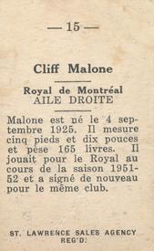 1952-53 St. Lawrence Sales (QSHL) #15 Cliff Malone Back