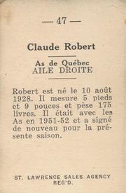 1952-53 St. Lawrence Sales (QSHL) #47 Claude Robert Back