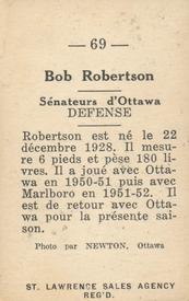 1952-53 St. Lawrence Sales (QSHL) #69 Bob Robertson Back