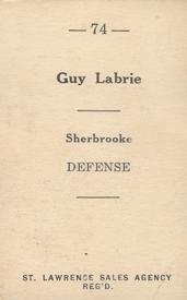 1952-53 St. Lawrence Sales (QSHL) #74 Guy Labrie Back