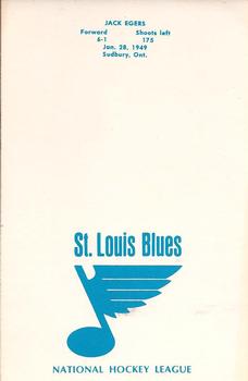 1971-72 St. Louis Blues #NNO Jack Egers Back