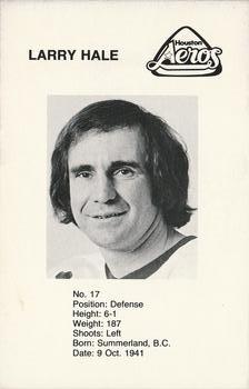 1975-76 Houston Aeros (WHA) #NNO Larry Hale Back