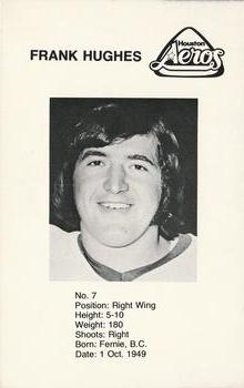 1975-76 Houston Aeros (WHA) #NNO Frank Hughes Back