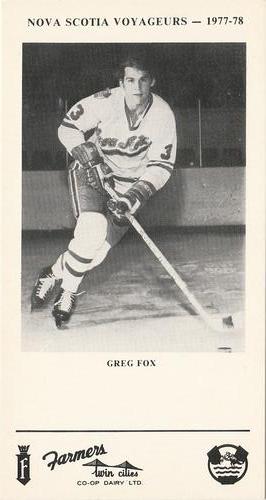1977-78 Nova Scotia Voyageurs (AHL) #NNO Greg Fox Front