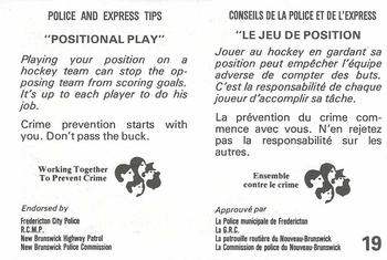 1982-83 Fredericton Express (AHL) Police #19 Andy Schliebener Back
