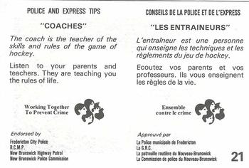 1982-83 Fredericton Express (AHL) Police #21 Art Rutland Back