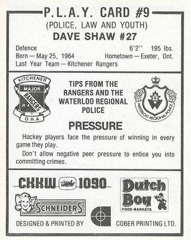 1982-83 Kitchener Rangers (OHL) Police #9 David Shaw Back