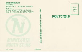 1983-84 Minnesota North Stars Postcards #NNO Dan Mandich Back