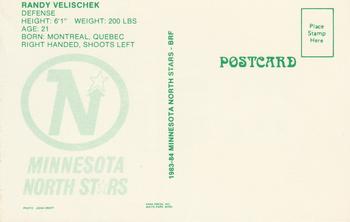 1983-84 Minnesota North Stars Postcards #NNO Randy Velischek Back