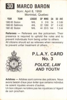 1983-84 Moncton Alpines (AHL) Police #3 Marco Baron Back
