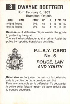 1983-84 Moncton Alpines (AHL) Police #5 Dwayne Boettger Back