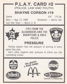 1983-84 Brantford Alexanders (OHL) Police #2 Shayne Corson Back