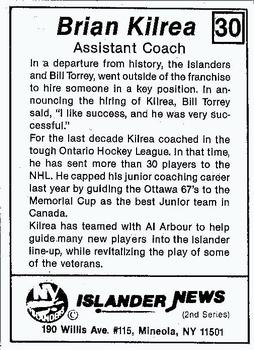 1985 New York Islanders News #30 Brian Kilrea Back