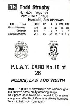 1984-85 Nova Scotia Oilers (AHL) Police #10 Todd Strueby Back
