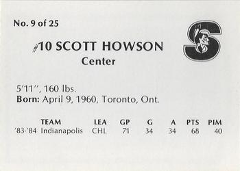 1984-85 Springfield Indians (AHL) #9 Scott Howson Back