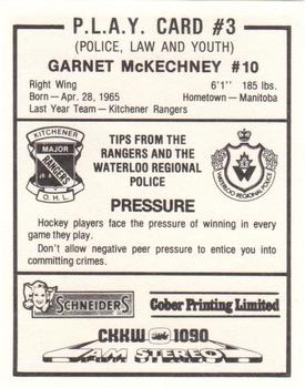1984-85 Kitchener Rangers (OHL) Police #3 Garnet McKechney Back