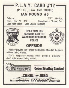 1984-85 Kitchener Rangers (OHL) Police #12 Ian Pound Back