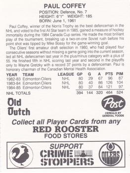 1985-86 Red Rooster Edmonton Oilers #NNO Paul Coffey Back
