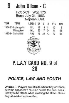 1985-86 Nova Scotia Oilers (AHL) Police #9 John Ollson Back
