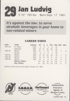 1986-87 New Jersey Devils Police #13 Jan Ludvig Back