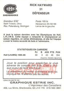 1986-87 Sherbrooke Canadiens (AHL) #NNO Rick Hayward Back