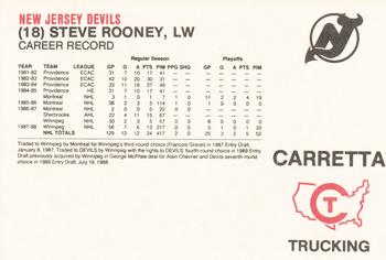 1988-89 Carretta New Jersey Devils #NNO Steve Rooney Back