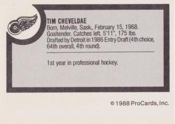 1988-89 ProCards Adirondack Red Wings (AHL) #NNO Tim Cheveldae Back
