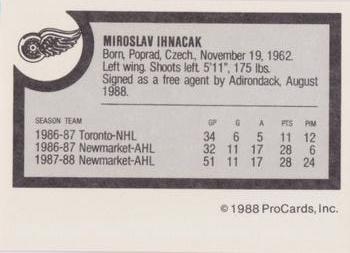 1988-89 ProCards Adirondack Red Wings (AHL) #NNO Miroslav Ihnacak Back