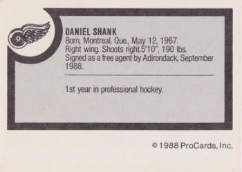 1988-89 ProCards Adirondack Red Wings (AHL) #NNO Daniel Shank Back