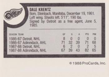 1988-89 ProCards Adirondack Red Wings (AHL) #NNO Dale Krentz Back