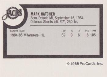 1988-89 ProCards Baltimore Skipjacks (AHL) #NNO Mark Hatcher Back