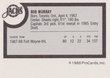 1988-89 ProCards Baltimore Skipjacks (AHL) #NNO Rob Murray Back