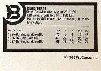 1988-89 ProCards Binghamton Whalers (AHL) #NNO Chris Brant Back