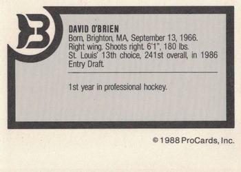 1988-89 ProCards Binghamton Whalers (AHL) #NNO David O'Brien Back