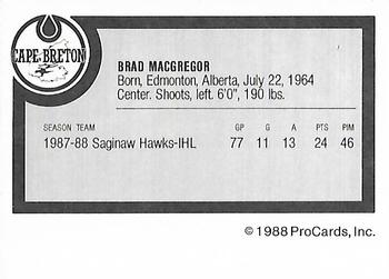 1988-89 ProCards Cape Breton Oilers (AHL) #NNO Brad MacGregor Back