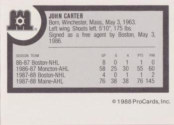1988-89 ProCards Maine Mariners (AHL) #NNO John Carter Back