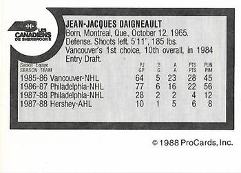 1988-89 ProCards Sherbrooke Canadiens (AHL) #NNO Jean-Jacques Daigneault Back