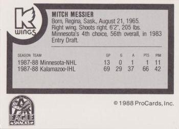 1988-89 ProCards Kalamazoo Wings (IHL) #NNO Mitch Messier Back