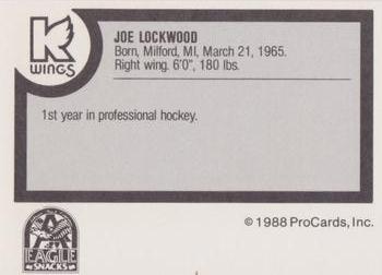 1988-89 ProCards Kalamazoo Wings (IHL) #NNO Joe Lockwood Back