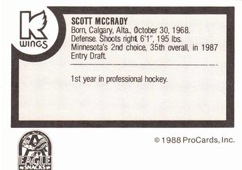 1988-89 ProCards Kalamazoo Wings (IHL) #NNO Scott McCrady Back