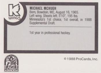1988-89 ProCards Kalamazoo Wings (IHL) #NNO Mike McHugh Back