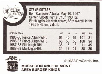 1988-89 ProCards Muskegon Lumberjacks (IHL) #NNO Steve Gotaas Back