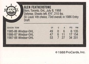 1988-89 ProCards Peoria Rivermen (IHL) #NNO Glen Featherstone Back