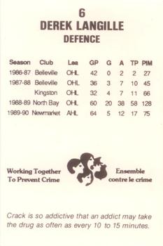 1990-91 Newmarket Saints (AHL) Police #NNO Derek Langille Back