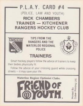 1990-91 Kitchener Rangers (OHL) Police #4 Rick Chambers Back