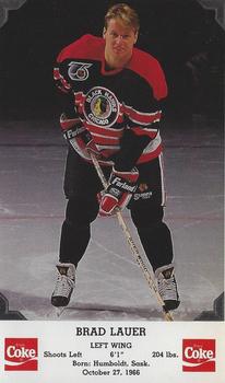 1991-92 Coca-Cola Chicago Blackhawks #NNO Brad Lauer Front