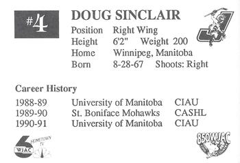 1991-92 Johnstown Chiefs (ECHL) #NNO Doug Sinclair Back