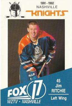 1991-92 WZTV FOX-17 Nashville Knights (ECHL) #NNO Jim Ritchie Front